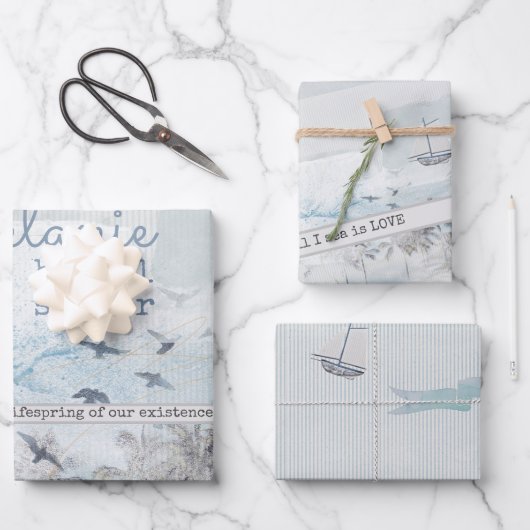 Brautparty 'Scrapbooked Sea of Love' Geschenkpapier Set (Vorderseite)