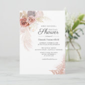 Brautparty Script Pampas Grass Tan Einladung (Stehend Vorderseite)