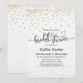 Brautparty Script Typografie Gold Confetti Einladung (Vorne/Hinten)