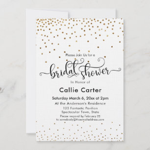Brautparty Script Typografie Gold Confetti Einladung