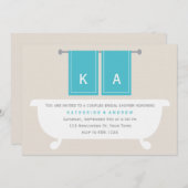 Brautparty seiner und ihrer Handtücher {aquamarin} Einladung (Vorne/Hinten)