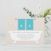 Brautparty seiner und ihrer Handtücher {aquamarin} Einladung (Stehend Vorderseite)