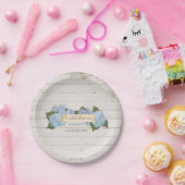 Brautparty Shiplap hölzerner Vintager blauer Pappteller (Party)