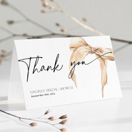 Brautparty Sie bindet den Knoten in Beige Dankeskarte