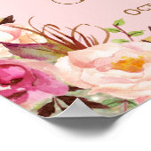 Brautparty Sign Gold Glitzer Blush Pink Blues Poster (Ecke)