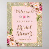 Brautparty Sign Gold Glitzer Blush Pink Blues Poster (Vorne)