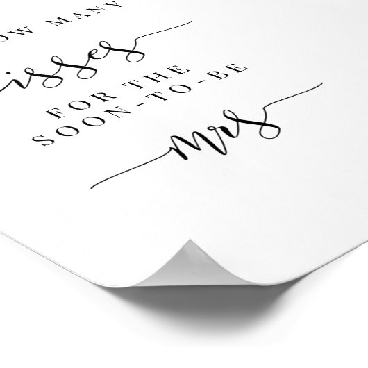 Brautparty Sign - raten Sie, wie viele Küsse Poster (Ecke)