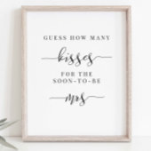 Brautparty Sign - raten Sie, wie viele Küsse Poster