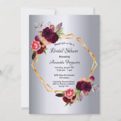 Brautparty silber, floralgeometrisch einladung (Vorderseite)