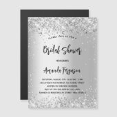 Brautparty Silber Glitzer Luxus Magneteinladung (Vorne/Hinten)