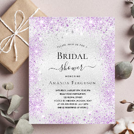 Brautparty silber Glitzer Staub lila elegant Einladungspostkarte