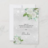 Brautparty Silber Glitzer Weißflorchen Dankeskarte (Rückseite)