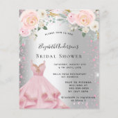 Brautparty silber rosa Kleid Glitzer Einladung (Vorderseite)