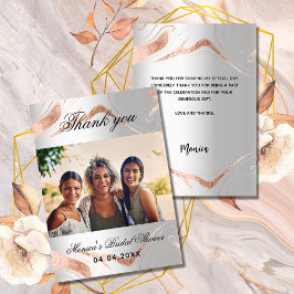 Brautparty Silber Rose Foto Vielen Dank Einladung