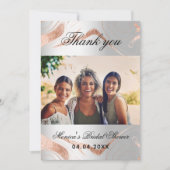 Brautparty Silber Rose Foto Vielen Dank Einladung (Vorderseite)