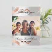 Brautparty Silber Rose Foto Vielen Dank Einladung (Stehend Vorderseite)