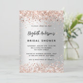 Brautparty Silber Rose Gold Einladung (Stehend Vorderseite)