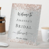 Brautparty Silber Rose Gold Glitzer Empfang Sockelschild (In Situ)