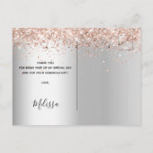 Brautparty Silber Rose Gold Glitzer vielen Dank Postkarte (Rückseite)