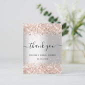 Brautparty Silber Rose Gold Glitzer vielen Dank Postkarte (Stehend Vorderseite)