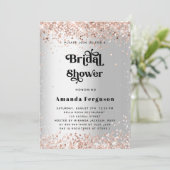 Brautparty Silber Rose Gold Luxus Einladung (Stehend Vorderseite)