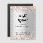 Brautparty Silber Rose Gold Luxus Magneteinladung (Vorne/Hinten)