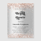 Brautparty Silber Rose Gold Luxus Magneteinladung (Vorderseite)