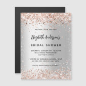 Brautparty Silber Rose Gold Luxus Magneteinladung (Vorne/Hinten)