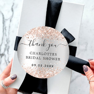 Brautparty Silber Rose Gold Vielen Dank Runder Aufkleber