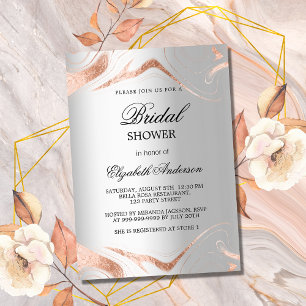 Brautparty Silber Rose Goldmarmor Luxus Einladung