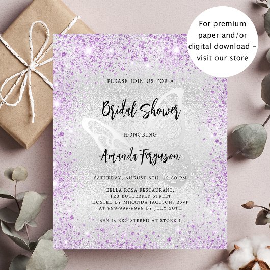 Brautparty-Silberlavenflieger-Einladung