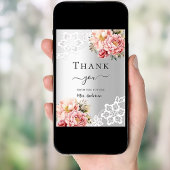 Brautparty silberne Blumenspitze Dankeschön-Karte Einladung