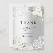 Brautparty silberne Blumenspitze Dankeschön-Karte Einladung (Vorderseite)