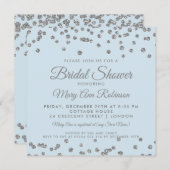 Brautparty-silbernes Glitzerconfetti-Eis-Blau Einladung (Vorne/Hinten)