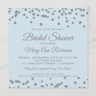 Brautparty-silbernes Glitzerconfetti-Eis-Blau Einladung