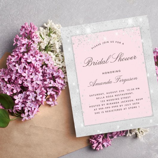 Brautparty Silberröschen Rosa Glitzer