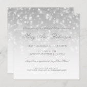 Brautparty Silver Bokeh Sparkights Einladung (Vorne/Hinten)
