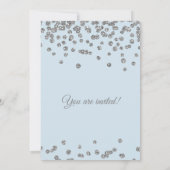 Brautparty Silver Glitzer Confetti Ice Blue Einladung (Rückseite)
