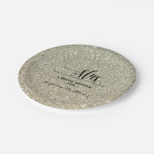 Brautparty Silver Glitzer Future Frau Party Pappteller (Schrägansicht)