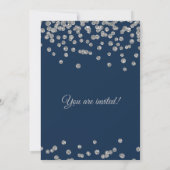 Brautparty Silver Imitats Glitzer Confetti Navy Einladung (Rückseite)