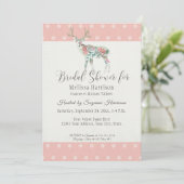 Brautparty Simple Dot Moderne Rose Hirsche Antler Einladung (Stehend Vorderseite)