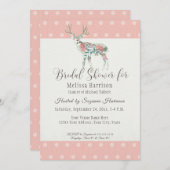 Brautparty Simple Dot Moderne Rose Hirsche Antler Einladung (Vorne/Hinten)