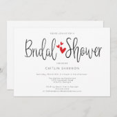 Brautparty Simple Red Hearts Einladung (Vorne/Hinten)