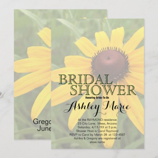 Brautparty | Single Rudbeckia Fotografie Einladung (Vorne/Hinten)