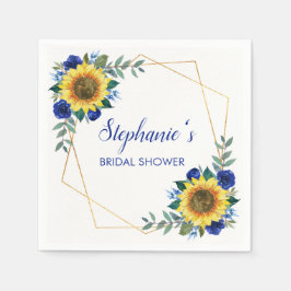 Brautparty Sonnenblume Blauer Blumengeometrie Serviette