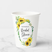 Brautparty Sonnenblume Eukalyptus Blumenrahmen Pappbecher (Vorderseite)