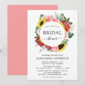 Brautparty Sonnenblume Eukalyptus Floral Wreath Einladung (Vorne/Hinten)