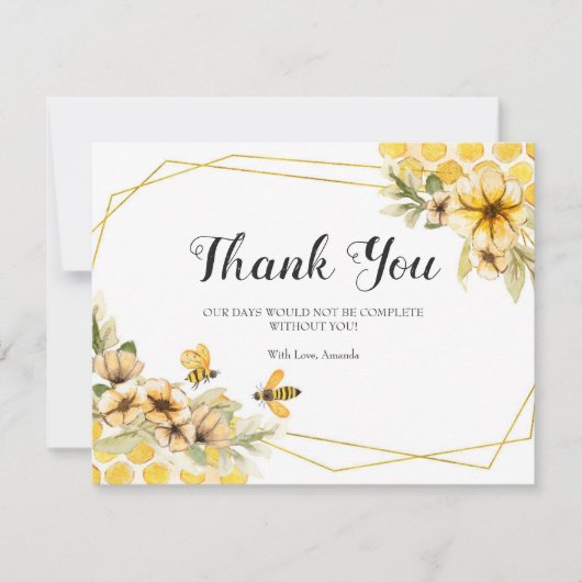 Brautparty Sonnenblume Gelbe Biene Danke Karte (Vorderseite)