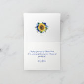 Brautparty Sonnenblume Geometric Blue Floral Dankeskarte (Innenseite)