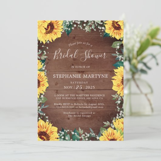 Brautparty Sonnenblumen Babys Atemschutzbrille Hol Einladung (Stehend Vorderseite)